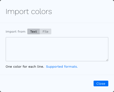 Import colors dialog